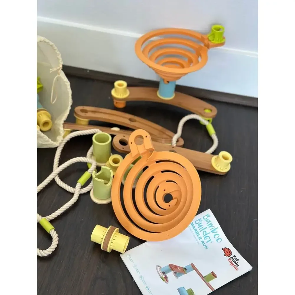 Fat Brain Toy Co. Bamboo Builder Marble Run 168 piece set